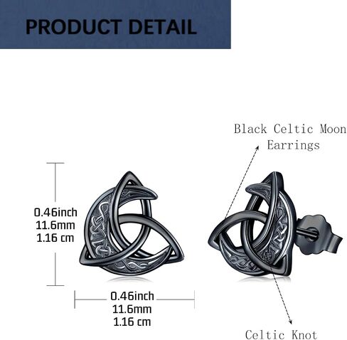 Black Celtic Moon Earrings Crescent Celtic Knot Good Luck Irish gifts for Women Men in Saudi Arabia