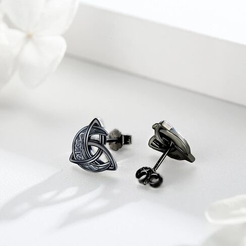 Black Celtic Moon Earrings Crescent Celtic Knot Good Luck Irish gifts for Women Men in Saudi Arabia