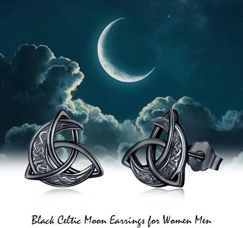 Black Celtic Moon Earrings Crescent Celtic Knot Good Luck Irish gifts for Women Men in Saudi Arabia