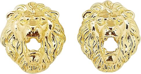 Men's 10K Yellow Gold Lion Head Earrings in Saudi Arabia