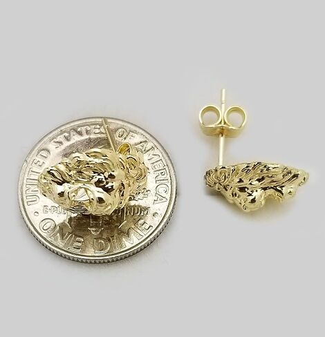 Men's 10K Yellow Gold Lion Head Earrings in Saudi Arabia