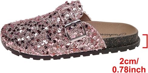 Clogs and Mules Shoes for Women Glitter PU Upper Comfortable Thick Sole Casual Half Slippers for Daily Outdoor Wear in Kuwait