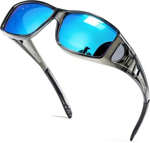SIPHEW Mirrored Sunglasses Polarized Fit Over Glasses for Men&Women - Wrap Around Sun Glasses | UV400 Protection for Driving in Saudi Arabia