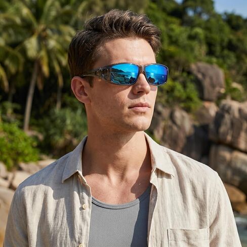 SIPHEW Mirrored Sunglasses Polarized Fit Over Glasses for Men&Women - Wrap Around Sun Glasses | UV400 Protection for Driving in Saudi Arabia