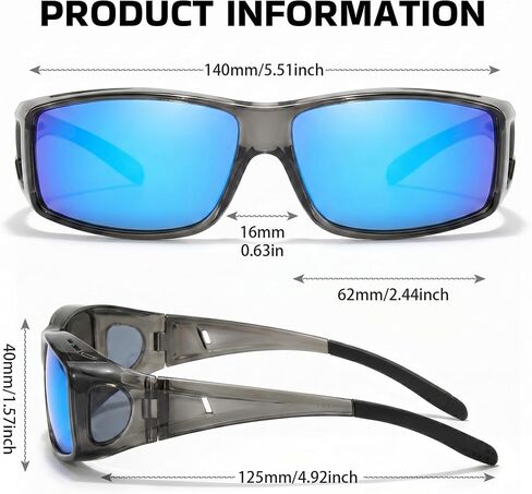 SIPHEW Mirrored Sunglasses Polarized Fit Over Glasses for Men&Women - Wrap Around Sun Glasses | UV400 Protection for Driving in Saudi Arabia