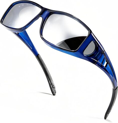 SIPHEW Mirrored Sunglasses Polarized Fit Over Glasses for Men&Women - Wrap Around Sun Glasses | UV400 Protection for Driving in Saudi Arabia