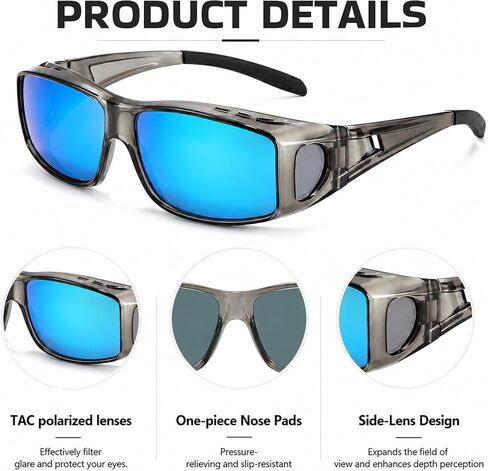 SIPHEW Mirrored Sunglasses Polarized Fit Over Glasses for Men&Women - Wrap Around Sun Glasses | UV400 Protection for Driving in Saudi Arabia