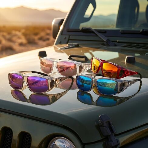 SIPHEW Mirrored Sunglasses Polarized Fit Over Glasses for Men&Women - Wrap Around Sun Glasses | UV400 Protection for Driving in Saudi Arabia