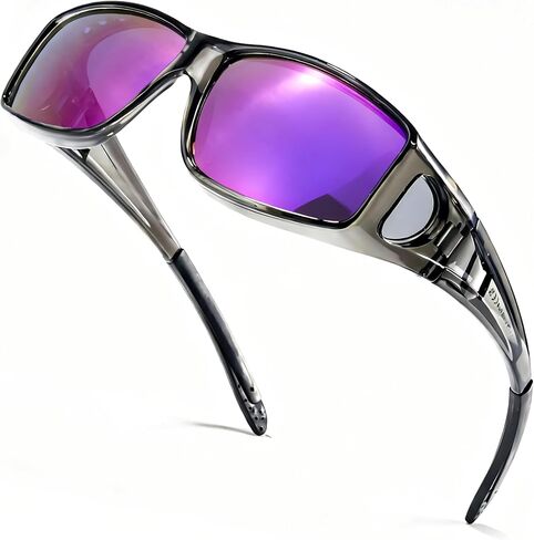 SIPHEW Mirrored Sunglasses Polarized Fit Over Glasses for Men&Women - Wrap Around Sun Glasses | UV400 Protection for Driving in Saudi Arabia