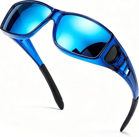 SIPHEW Mirrored Sunglasses Polarized Fit Over Glasses for Men&Women - Wrap Around Sun Glasses | UV400 Protection for Driving in Saudi Arabia