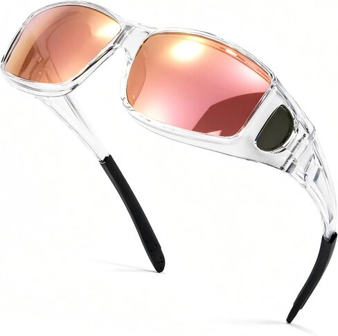 SIPHEW Mirrored Sunglasses Polarized Fit Over Glasses for Men&Women - Wrap Around Sun Glasses | UV400 Protection for Driving in Saudi Arabia