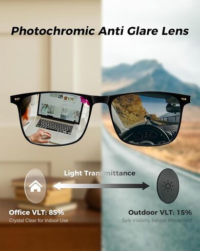 Square Photochromic Sunglasses for men Driving Sun Glasses UV400 Protection Transition Sunglasses in Saudi Arabia