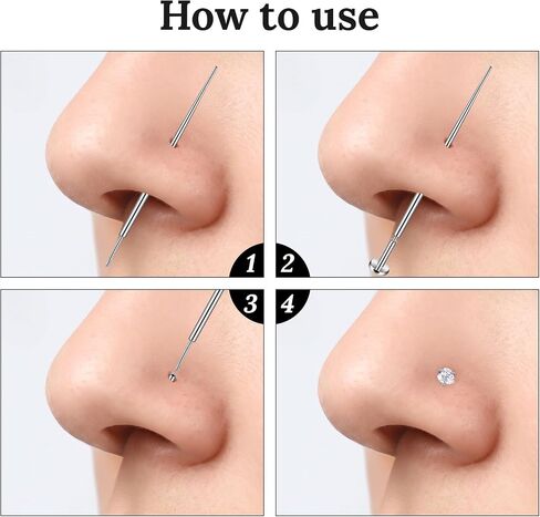 10 Pcs 18G Threadless Push in Flat Back Piercing Jewelry Stainless Steel Nose Rings Labret Lip Studs Cartilage Helix Tragus Earrings 6mm 7mm 8mm Bars for Women Men in Saudi Arabia