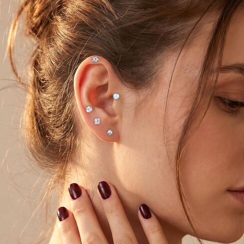 10 Pcs 18G Threadless Push in Flat Back Piercing Jewelry Stainless Steel Nose Rings Labret Lip Studs Cartilage Helix Tragus Earrings 6mm 7mm 8mm Bars for Women Men in Saudi Arabia
