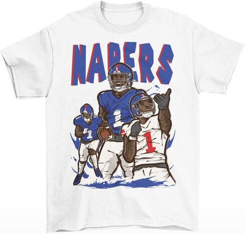 Malik Nabers Cartoon Style New York Football T-Shirt in Saudi Arabia