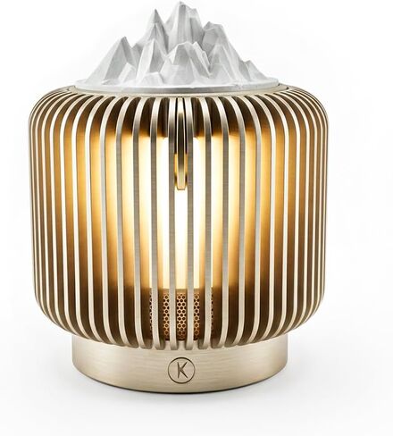 Masdio Bluetooth Speaker & Aroma Diffuser Night Light, Rotating Mountain Aroma Diffuser, Candlelight Mode, Stepless Dimming, 14H Battery, Lantern-Inspired Metal Design for Bedroom in Saudi Arabia