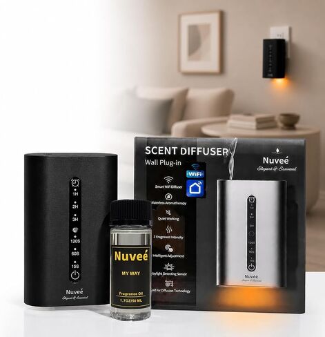 Luxury Hotel Scent Diffuser for Home - Smart Waterless Cold Air Diffuser with App Control, Plug-in Fragrance Diffuser, 600 SqFt Coverage, Includes 50ml Oil. (Black) in Saudi Arabia