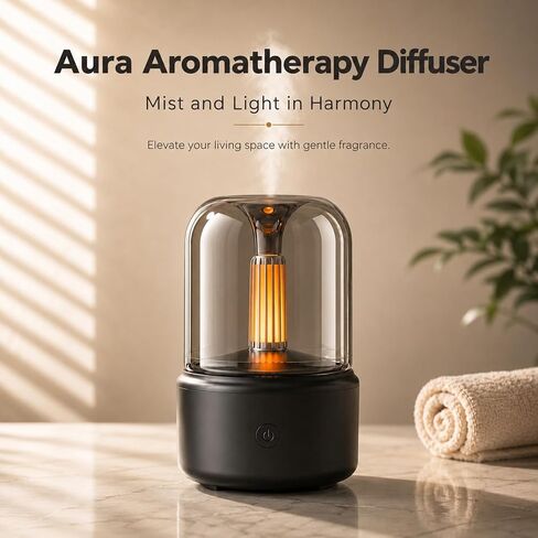 LONCIN Essential Oil Diffuser, 120ml Aromatherapy Diffuser with Auto Shut-Off Function, Ultrasonic Diffusers for Essential Oils, Cool Mist Humidifier with Warm Lights, for Home & Office in Saudi Arabia