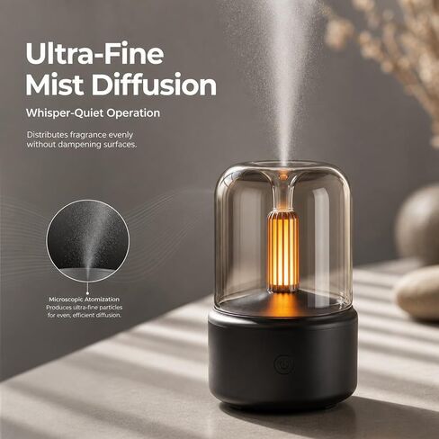 LONCIN Essential Oil Diffuser, 120ml Aromatherapy Diffuser with Auto Shut-Off Function, Ultrasonic Diffusers for Essential Oils, Cool Mist Humidifier with Warm Lights, for Home & Office in Saudi Arabia