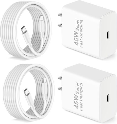 USB C Fast Charger for Google Pixel 9/9 Pro/9 Pro XL/9 Pro Fold, 2-Pack 45W Super Fast Charger Type C Charging Block with 10FT Long USB C to C Cable in Kuwait