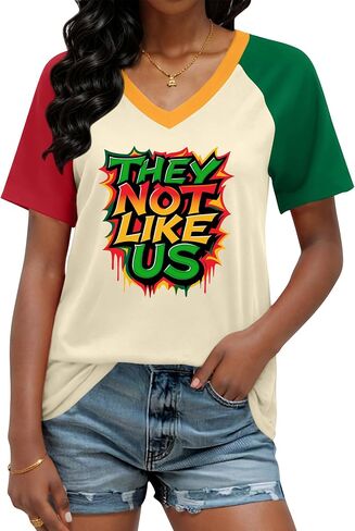 Juneteenth Shirts Women 1865 Celebrate Black Freedom T-Shirt Black Independence Day African American V Neck Tee Tops in Saudi Arabia