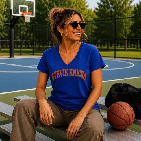 تي شيرت Stevie Knicks Funny New York Basketball Fan، تي شيرت برسومات Vintage NYC Hoops للنساء in Kuwait