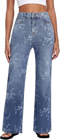 MARIASHA Women's High Waisted Straight Leg Jeans Baggy Stretch Denim Pants in Saudi Arabia