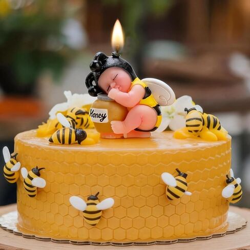 Bee Baby Shower Cake Topper Candles, Bumble Bee Cake Decorations for What Will It Bee Gender Reveal Kids Boys Girls Birthday Party Supplies in Saudi Arabia
