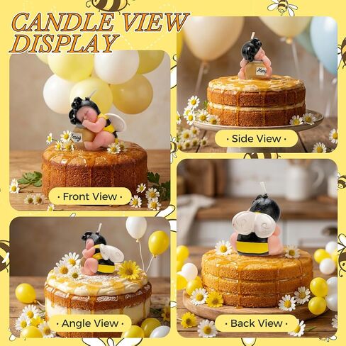 Bee Baby Shower Cake Topper Candles, Bumble Bee Cake Decorations for What Will It Bee Gender Reveal Kids Boys Girls Birthday Party Supplies in Saudi Arabia