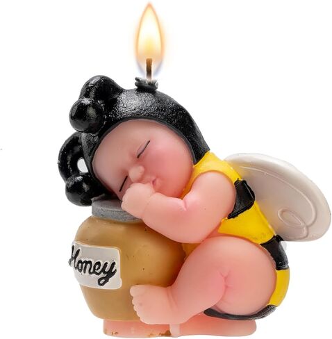 Bee Baby Shower Cake Topper Candles, Bumble Bee Cake Decorations for What Will It Bee Gender Reveal Kids Boys Girls Birthday Party Supplies in Saudi Arabia