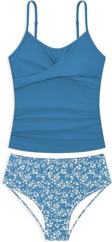 Girls Swimsuits 2 Piece Bathing Suit Tropical Floral Swimwear 7-16 Years Beach Sport Halter Tankini in Kuwait