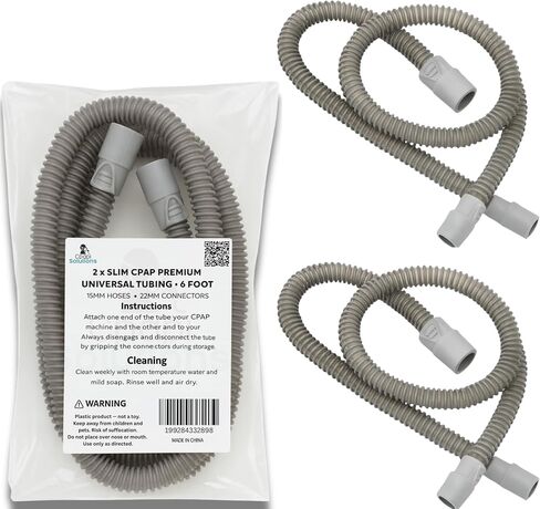 Slim Universal CPAP Hose – 6 ft (2-Pack) – Compatible with Most Sleep CPAP Therapy– Flexible, Lightweight Tubing with Standard 15mm hose & 22mm Ends in Saudi Arabia