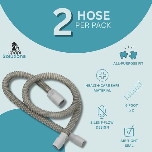 Slim Universal CPAP Hose – 6 ft (2-Pack) – Compatible with Most Sleep CPAP Therapy– Flexible, Lightweight Tubing with Standard 15mm hose & 22mm Ends in Saudi Arabia