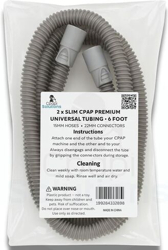 Slim Universal CPAP Hose – 6 ft (2-Pack) – Compatible with Most Sleep CPAP Therapy– Flexible, Lightweight Tubing with Standard 15mm hose & 22mm Ends in Saudi Arabia
