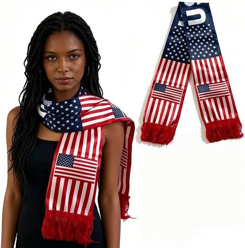 USA Scarf for 4th of July, Soccer Knit Scarf, America Scarves, Great Gift for Soccer Fans Independence Day Accessories in Saudi Arabia