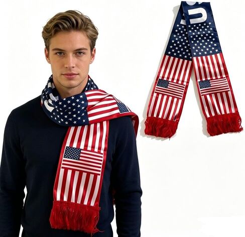 USA Scarf for 4th of July, Soccer Knit Scarf, America Scarves, Great Gift for Soccer Fans Independence Day Accessories in Saudi Arabia