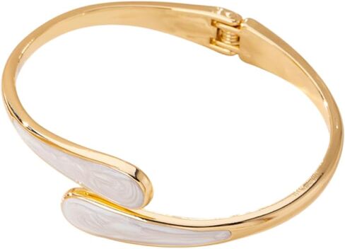 Chunky Gold Bangle Bracelet for Women, 14K Gold-plated Enamel Teardrop Bracelets Open Statement Birthday Jewelry in Kuwait