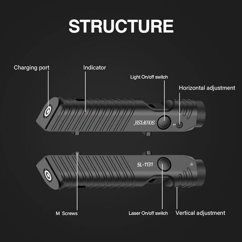 SOLOFISH 1450 لومن MLOK مصباح يدوي تكتيكي مع رؤية ليزر حمراء، مجموعة ضوء ليزر مغناطيسية قابلة لإعادة الشحن in Kuwait