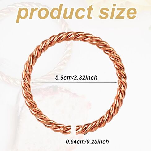 2pcs Solid Copper Tensor Bracelet, Adjustable Open Handmade Twisted Bangle Ring for Women & Men Pure Copper Jewelry Gift & Decor in Kuwait