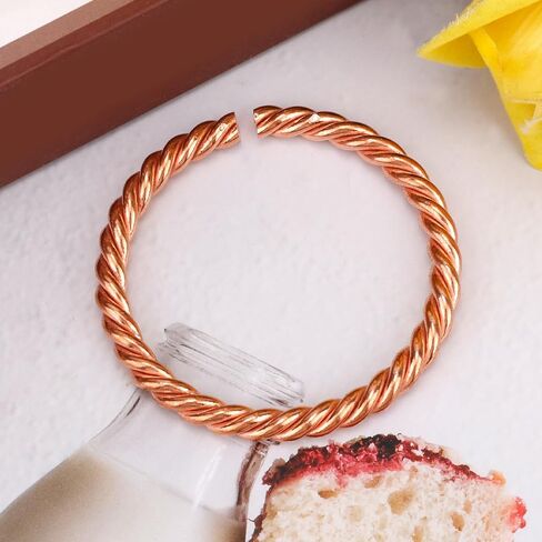 2pcs Solid Copper Tensor Bracelet, Adjustable Open Handmade Twisted Bangle Ring for Women & Men Pure Copper Jewelry Gift & Decor in Kuwait
