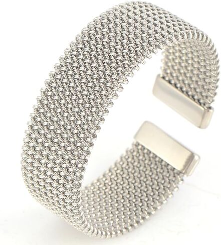 Silver Cuff Bangle Bracelet for Women, Stainless Steel Wide Woven Stackable Open Cuff Jewelry for Birthday Gifts in Kuwait