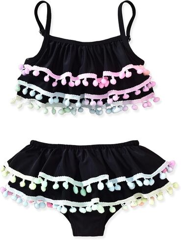 Aalizzwell Toddler Girls Adjustable Strap Swimsuit with Tassels in Kuwait