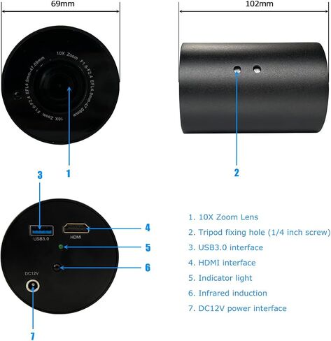 SV10X Professional Live Video Streaming Camera Full HD 1080P 60fps USB3.0 HDMI 10X Optical Zoom by Remote Controller Auto Focus Camera Webcam in Kuwait