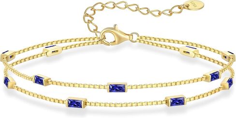 LOUISA SECRET Birthstone Bracelets for Women, 925 Sterling Silver Dainty Simple Womens Charm Link Bracelet, Birthday Anniversary Valentines Christmas Jewelry Gifts for Women Wife Mom Her in Saudi Arabia