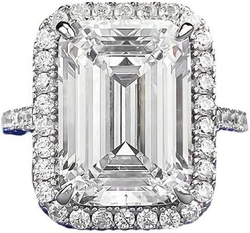 10Ct Emerald Cut Cubic Zirconia Ring 925 Sterling Silver White Gold Plated Engagement Ring in Saudi Arabia