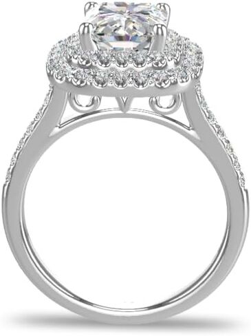 TIANYU 1.6 CT Radiant Moissanite Engagement Ring 925 Sterling Silver with 18K White Gold Plated Flower cluster bezel design for Women in Saudi Arabia