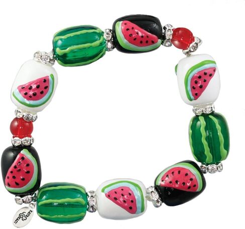 Kate & Macy Watermelon Beaded Stretch Bracelet for Women Summer Fun | Handpainted watermelon beads in bright summer colors create a cheerful bracelet perfect for sunny days and fun adventures in Saudi Arabia