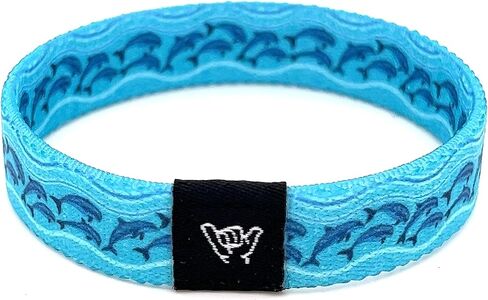 Hang Loose Bands - Coastal Surfer Beach Bracelet for Men, Women & Teens - Comfy Summer - Boho Reversible Wristband- School of Dolphins| Small: 6.5" (most common fitting size) in Saudi Arabia