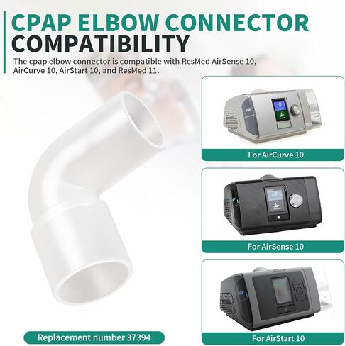 موصل الكوع CPAP لـ ResMed AirSense 10، AirCurve 10، AirStart 10، وResmed 11، تجهيزات خرطوم CPAP 90 درجة، محول أنابيب CPAP لـ ResMed 37394-2 Pack in Kuwait