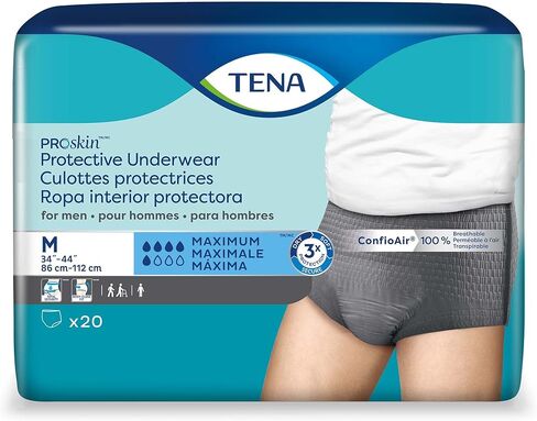 TENA ProSkin Medium Gray Adult Male Moderate Absorbency Protective Disposable Underwear, 80 Count in Kuwait